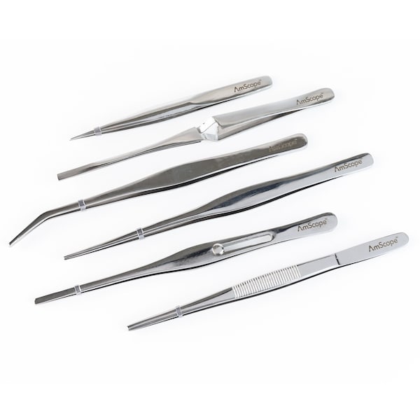 Amscope High Precision Tweezers 6 Piece Set In Vinyl Pouch TW-475-SET-05PK - main